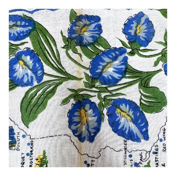 Minnesota State Flower Vintage Handkerchief Souvenir Scalloped Landmarks READ - Picture 3 of 8